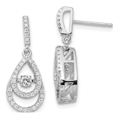Sterling Silver CZ Dangle Earrings