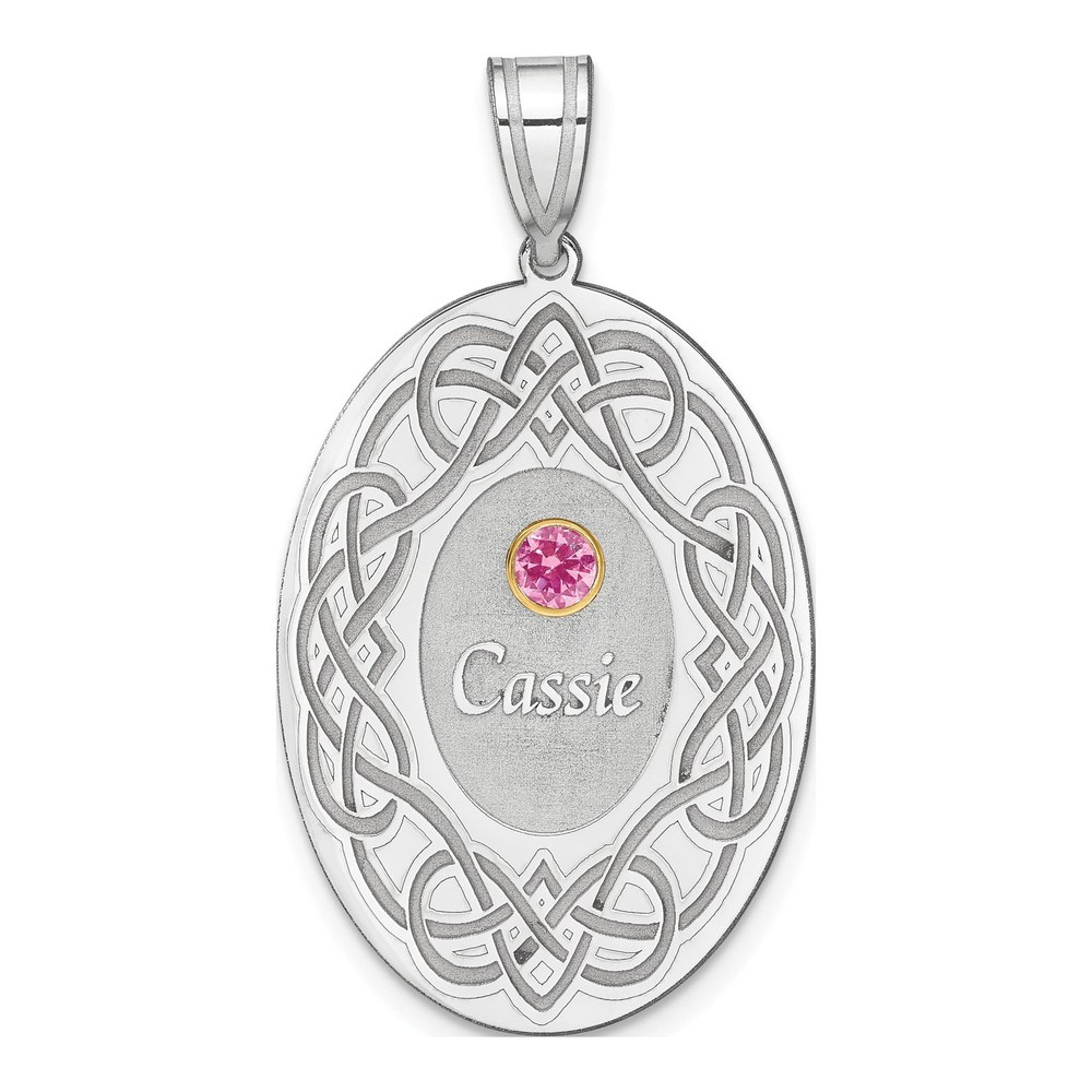 Personalized Sterling Silver Bezel Crystal Family Pendant