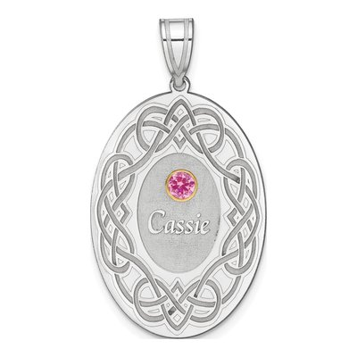 Sterling Silver Personalized Bezel Crystal Family Pendant