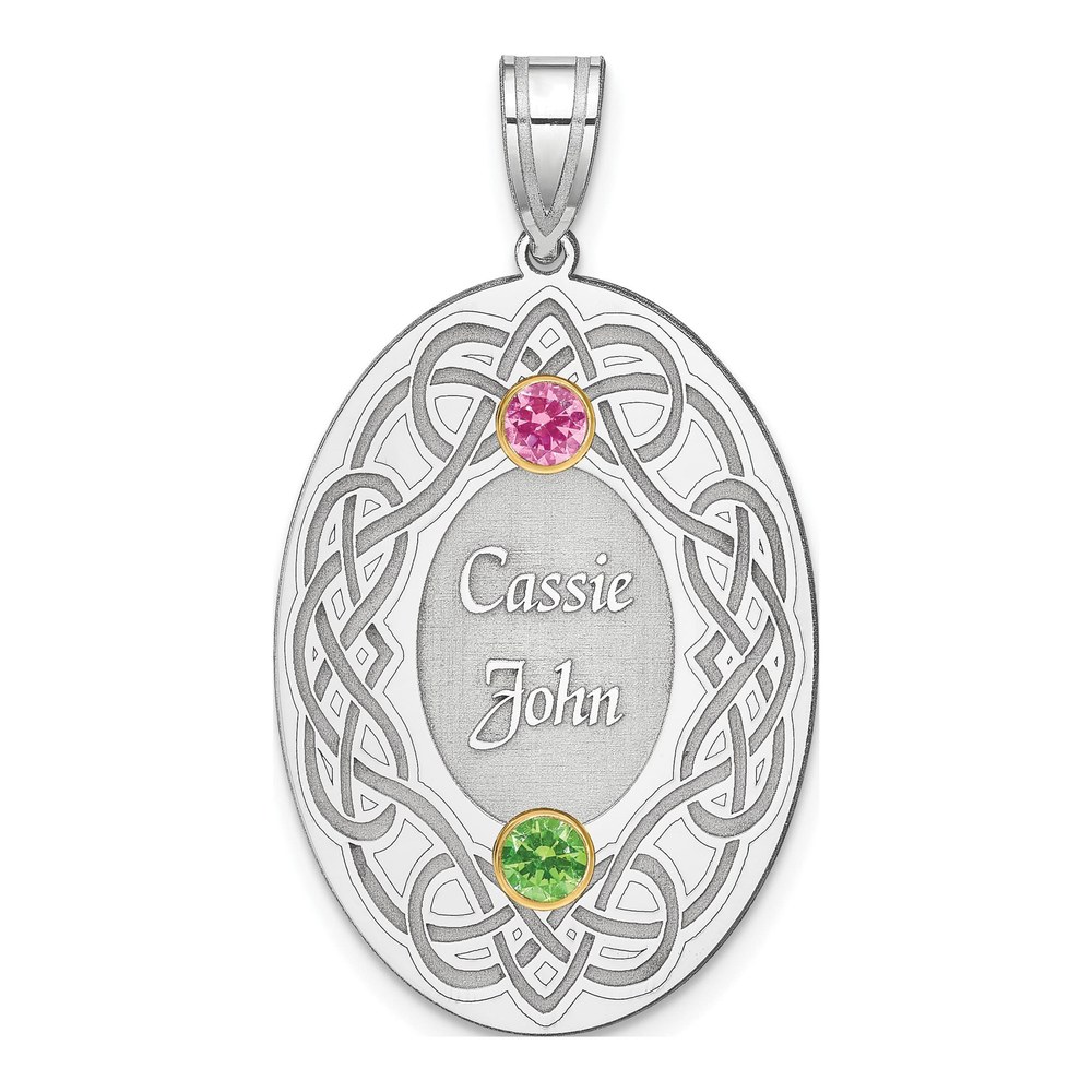 Personalized Sterling Silver Crystal Family Pendant
