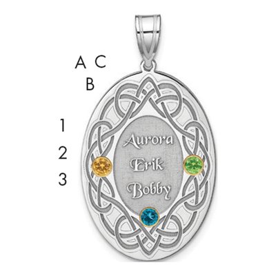 Sterling Silver Personalized Bezel Crystal Family Pendant – view 3