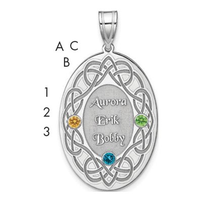 Sterling Silver Personalized Family Crystal Pendant