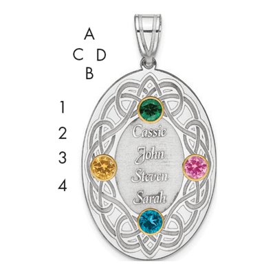 Sterling Silver Personalized Family Crystal Pendant – view 3