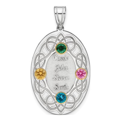 Sterling Silver Personalized Family Crystal Pendant