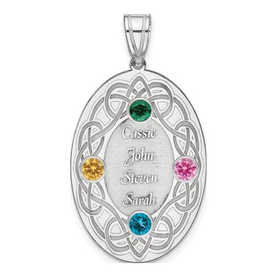 Sterling Silver Personalized Crystal Family Pendant – view 2