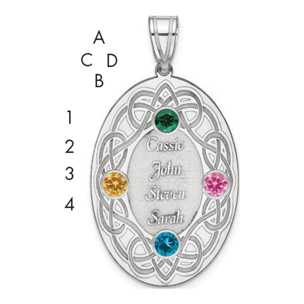 Sterling Silver Personalized Crystal Family Pendant