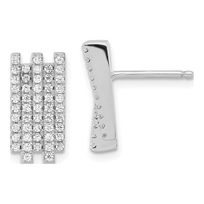 Sterling Silver CZ Pave Dangle Earrings