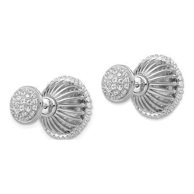 Sterling Silver CZ Front Back Micro Pave? Stud Earrings – view 3