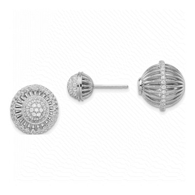 Sterling Silver CZ Front Back Micro Pave? Stud Earrings