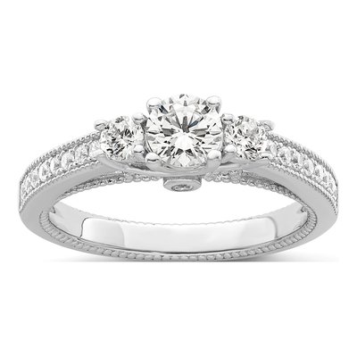 Sterling Silver CZ Pave Engagement Ring