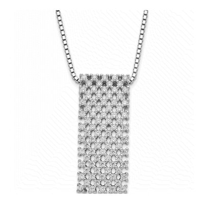 Sterling Silver CZ Pave Pendant Necklace