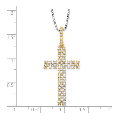 Gold-Plated Sterling Silver CZ Cross Pendant Necklace – view 5