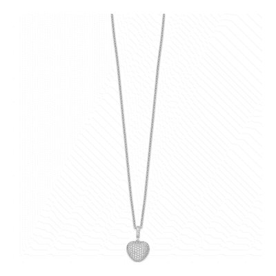 Sterling Silver CZ Pave Heart Pendant Necklace – view 3