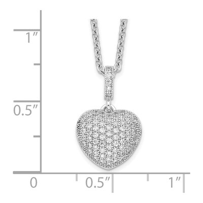 Sterling Silver CZ Pave Heart Pendant Necklace – view 4