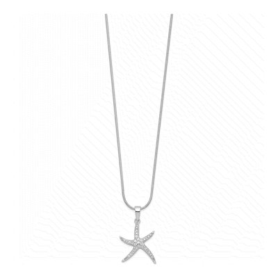 Sterling Silver CZ Pave Starfish Pendant Necklace – view 3