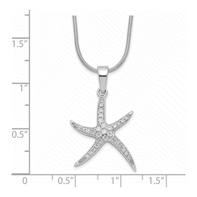 Sterling Silver CZ Pave Starfish Pendant Necklace – view 5