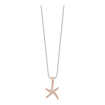 Rose Gold-Plated Sterling Silver CZ Starfish Pendant Necklace – view 3
