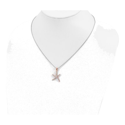 Rose Gold-Plated Sterling Silver CZ Starfish Pendant Necklace – view 5