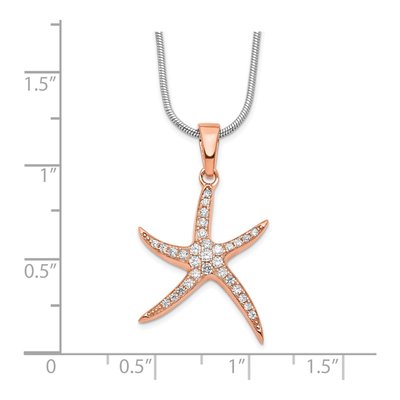 Rose Gold-Plated Sterling Silver CZ Starfish Pendant Necklace – view 6