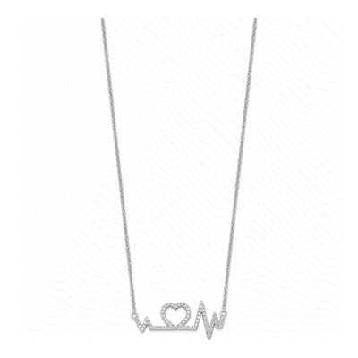 Sterling Silver CZ Pave Heart Necklace – view 3