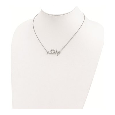 Sterling Silver CZ Pave Heart Necklace – view 4
