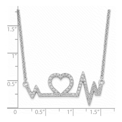 Sterling Silver CZ Pave Heart Necklace – view 5