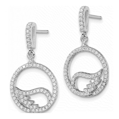 Sterling Silver CZ Wing Dangle Earrings – view 3