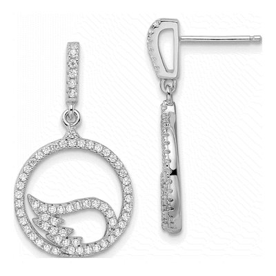 Sterling Silver CZ Wing Dangle Earrings