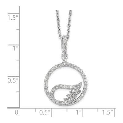 Sterling Silver CZ Wing Pendant Necklace – view 6