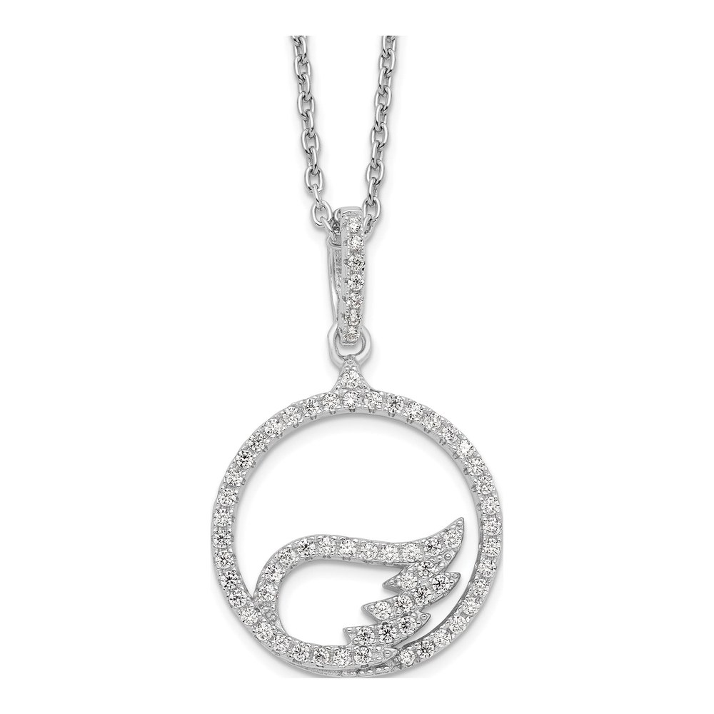 Sterling Silver CZ Wing Pendant Necklace