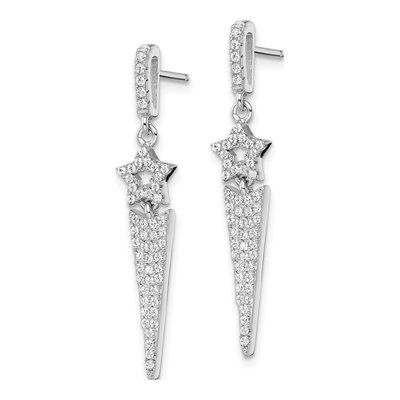 Sterling Silver CZ Star Dangle Earrings – view 3
