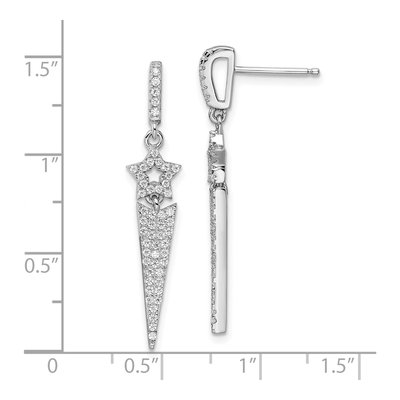 Sterling Silver CZ Star Dangle Earrings – view 5