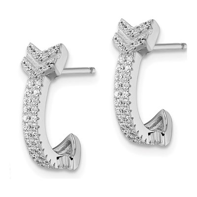 Sterling Silver CZ Micro Pave Arrow Hoop Earrings – view 3