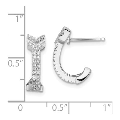 Sterling Silver CZ Micro Pave Arrow Hoop Earrings – view 5
