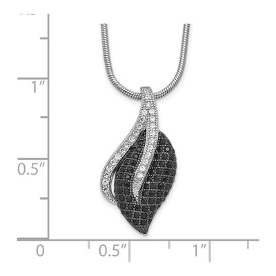 Sterling Silver Black Spinel & CZ Leaf Pendant Necklace – view 6