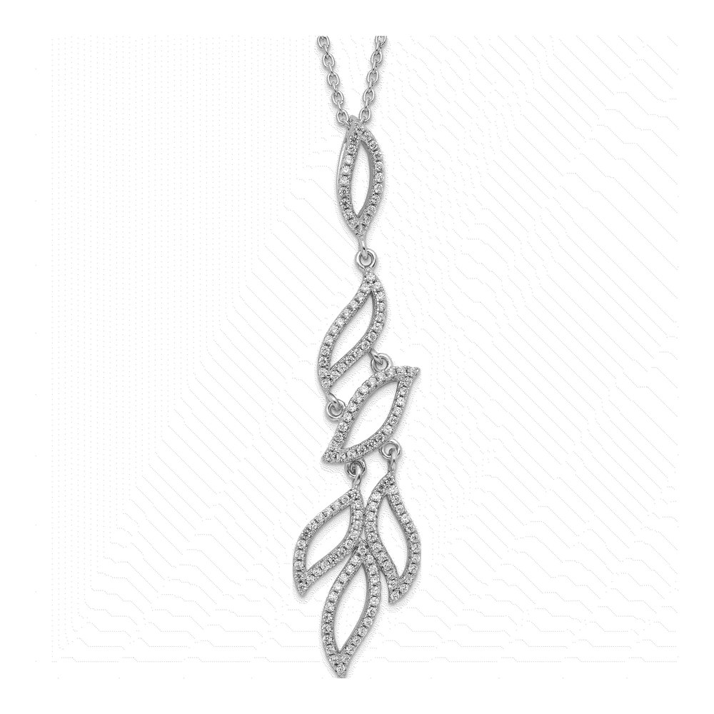 Sterling Silver CZ Pave Pendant Necklace
