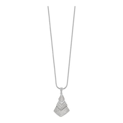 Sterling Silver CZ Micro Pave Pendant Necklace – view 3