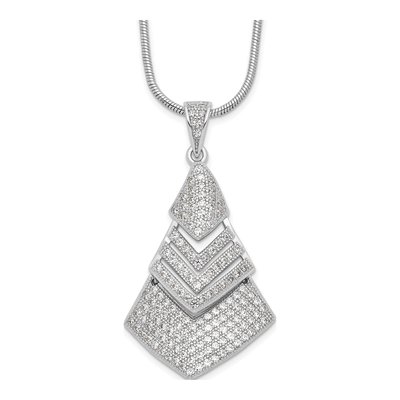 Sterling Silver CZ Micro Pave Pendant Necklace