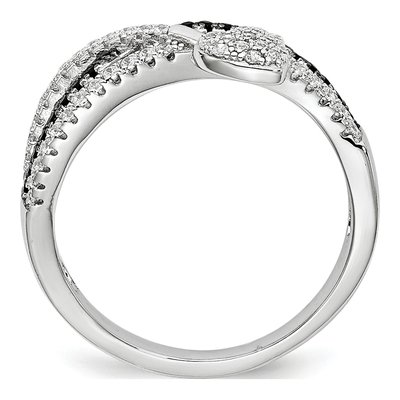Sterling Silver Black Spinel & CZ Heart Ring – view 2