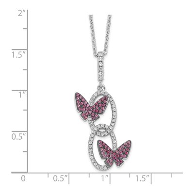 Sterling Silver Black Spinel & CZ Ovals Butterflies Pendant Necklace – view 5