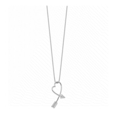 Sterling Silver CZ Arrow Heart Pendant Necklace – view 3