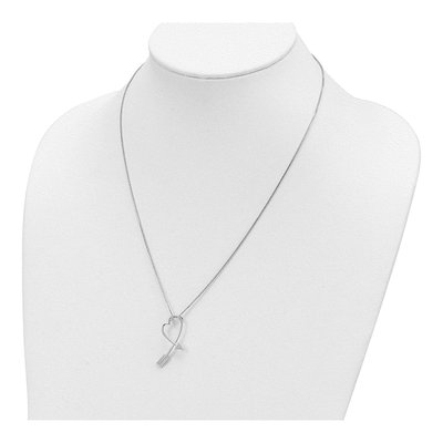 Sterling Silver CZ Arrow Heart Pendant Necklace – view 4