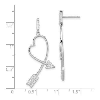 Sterling Silver CZ Arrow Heart Dangle Earrings – view 5