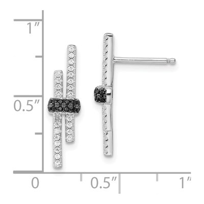 Sterling Silver Black Spinel & CZ Dangle Earrings – view 5