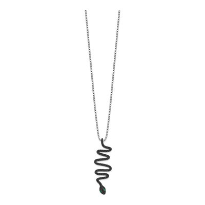 Sterling Silver Black Spinel Snake Pendant Necklace – view 3