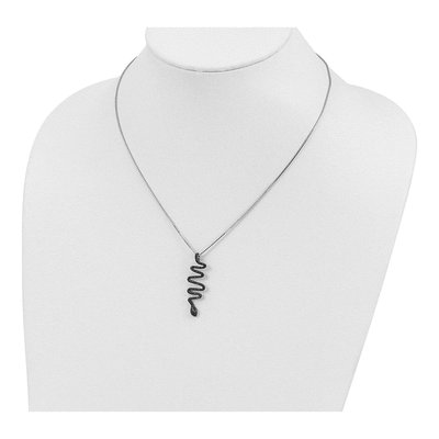 Sterling Silver Black Spinel Snake Pendant Necklace – view 5
