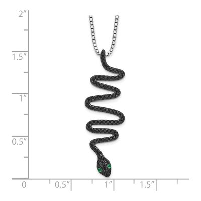 Sterling Silver Black Spinel Snake Pendant Necklace – view 6