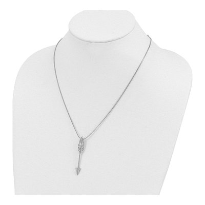 Sterling Silver CZ Micro Pave Arrow Pendant Necklace – view 4