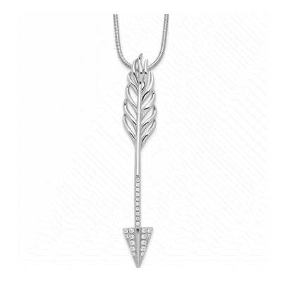 Sterling Silver CZ Micro Pave Arrow Pendant Necklace