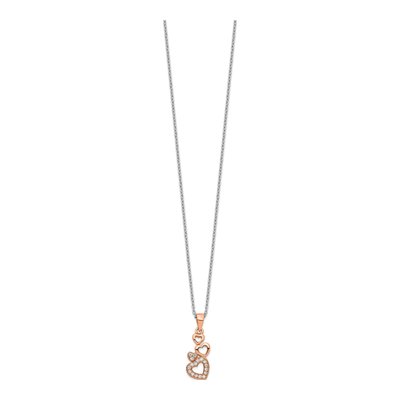 Rose Gold-Plated Sterling Silver CZ Four Linked Hearts Pendant Necklace – view 3